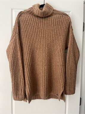 Abercrombie & Fitch Camel Ribbed Knit Turtleneck Sweater